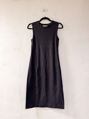 NEW Theory Gevel Wool Dress in Jersey Flannel Dark Charcoal Size 4